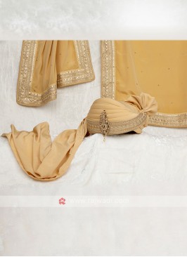 Golden Color Safa With Matching Dupatta For Groom