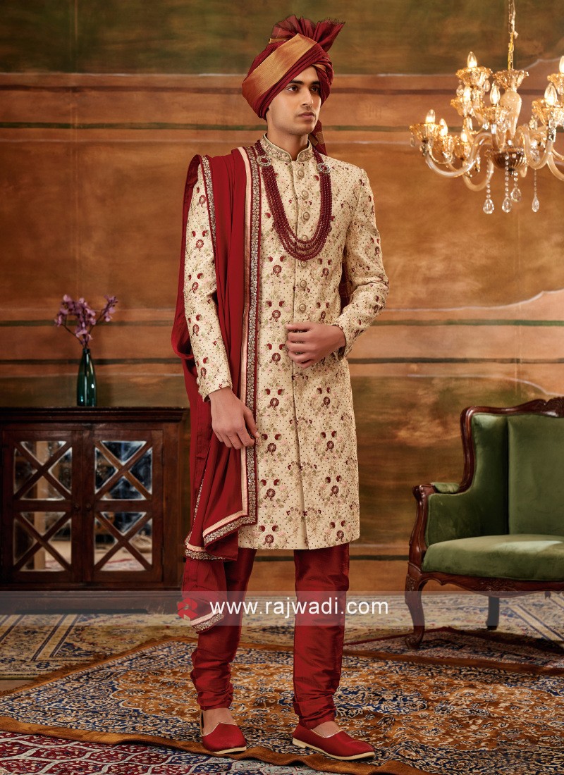 Golden sherwani on sale