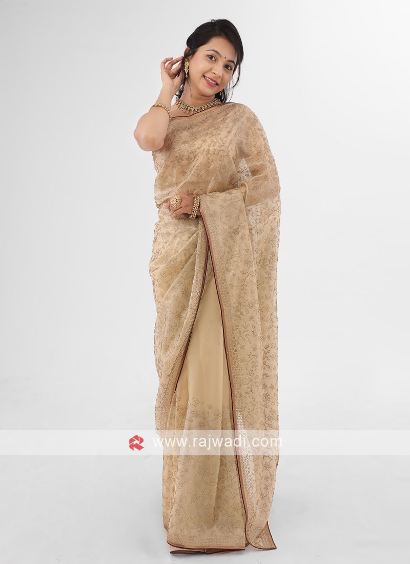 Grey Shimmer Saree With Blouse 268221