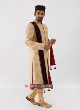 Golden Sherwani For Wedding