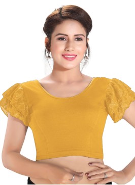 Golden Yellow Readymade Blouse In Lycra Fabric