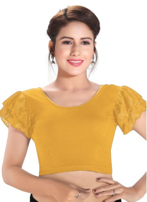 Golden Yellow Readymade Blouse In Lycra Fabric