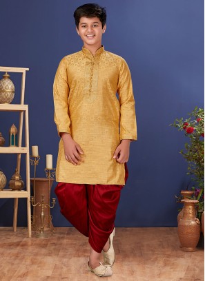 Golden Yellow Readymade Dhoti Style Kurta Pajama