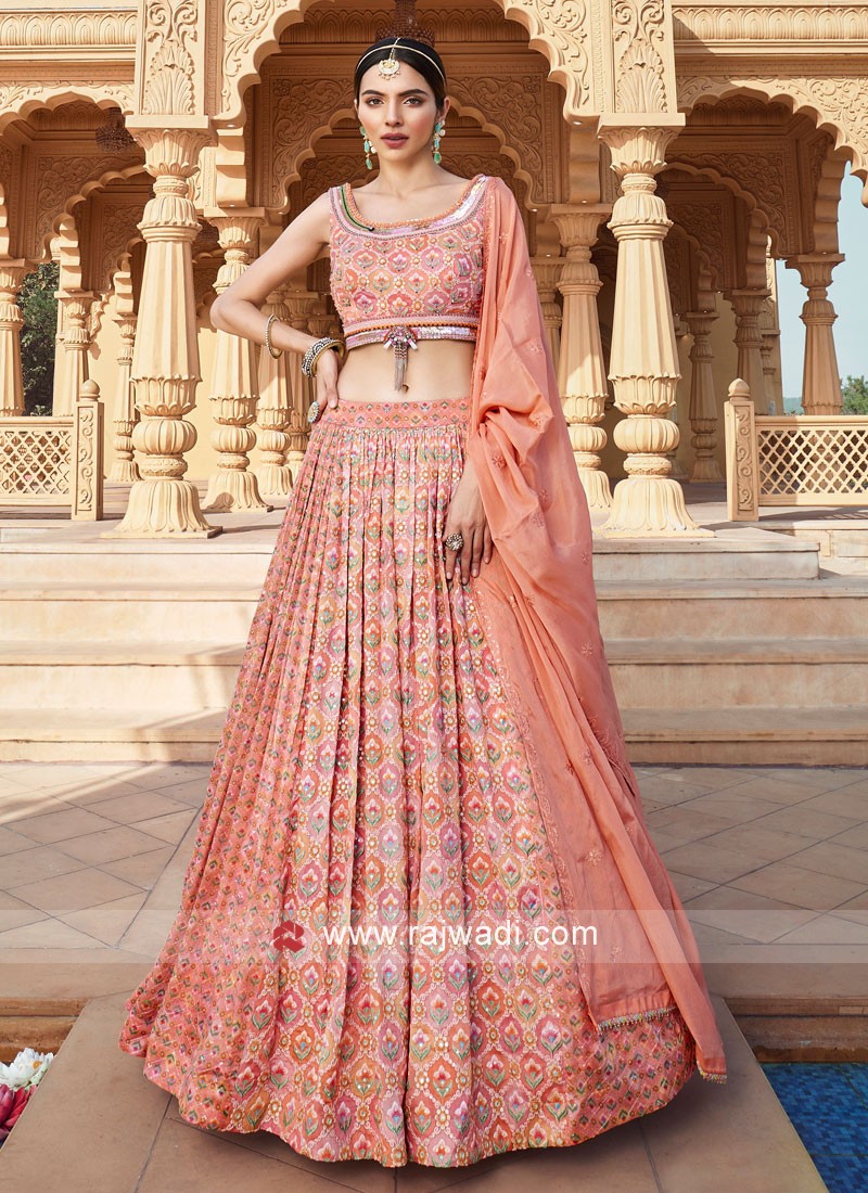 Buy Black Chiffon Printed Damask V Neck Imaara Lehenga Set For Women by  Rashika Sharma Online at Aza Fashions.