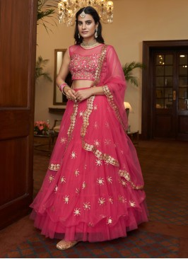 Gorgeous Deep Pink Sequins Embellishment Lehenga Choli