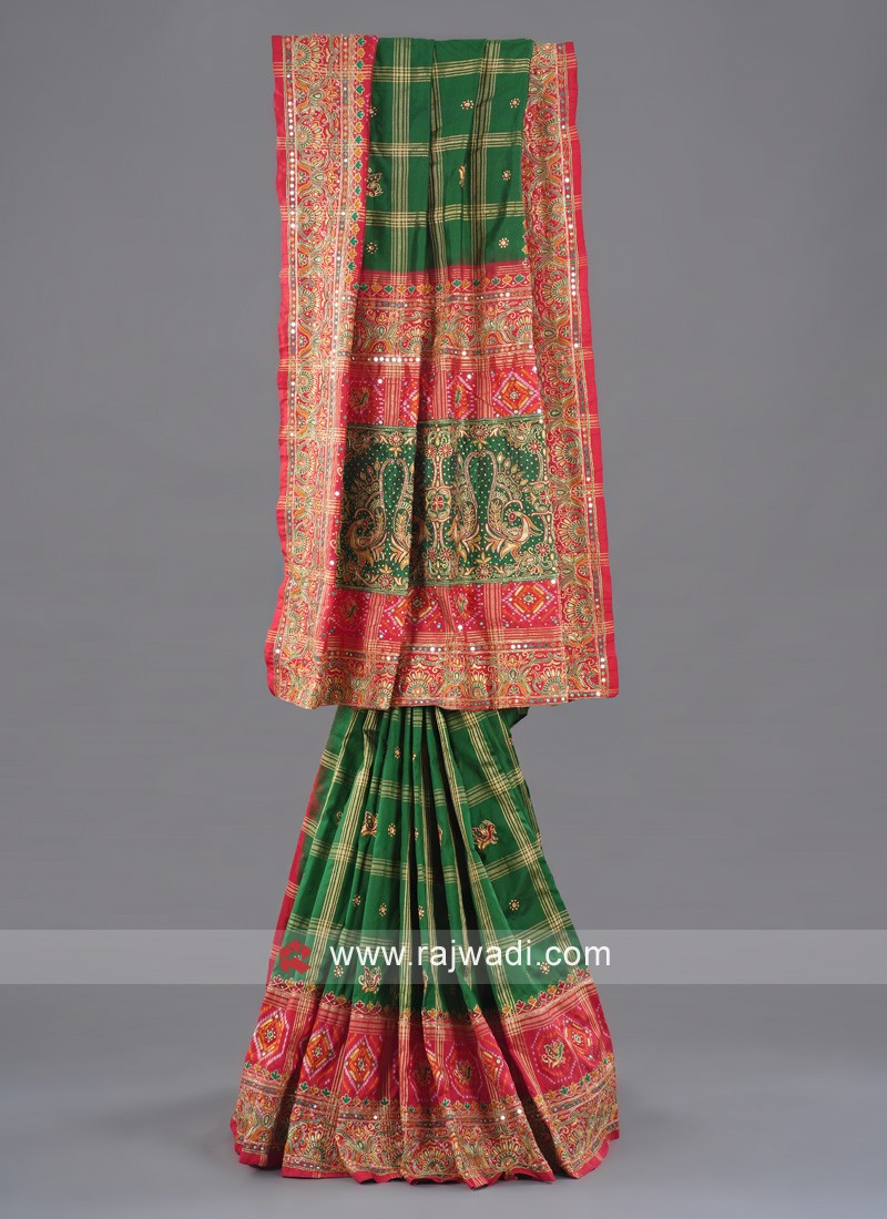 Green and 2025 red bridal saree