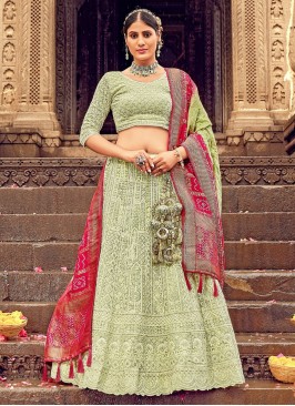 Gorgeous Light Green Lucknowi Embroidered Lehenga Choli