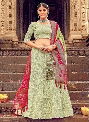 Buy Pink Lucknowi Embroidery Thread Notched Lehenga Set For Women by Soniya  G Online at Aza Fashions.