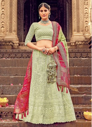 Gorgeous Light Green Lucknowi Embroidered Lehenga Choli