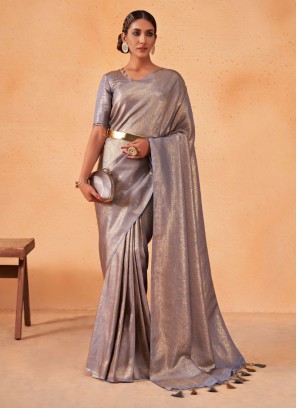 Gorgeous Lilac Silk Saree