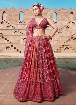 Gorgeous Maroon Chiffon Festive Lehenga Choli