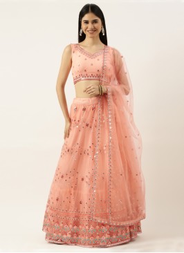 Gorgeous Festive Wear Peach Net Lehenga Choli