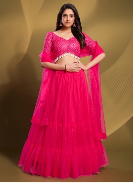 Gorgeous Pink Soft Net Lehenga Choli For Women