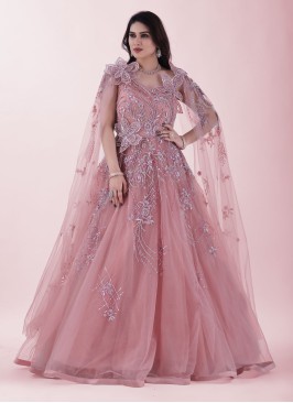Gorgeous Pink Wedding Heavy Embroidered Gown