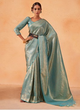 Gorgeous Turquoise Silk Saree