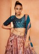 Pink and Teal Designer Sequins Velvet Lehenga Choli