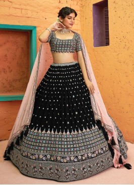 Graceful Black Chiffon Designer Lehenga Choli With Dupatta