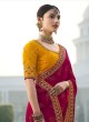 Graceful Chiffon Satin Hot Pink Embroidered Classic Saree