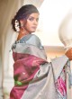 Graceful Purple and Grey Jacquard Work Banarasi Silk Saree