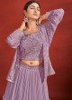 Purple Layered Georgette Lehenga Choli with Jacket