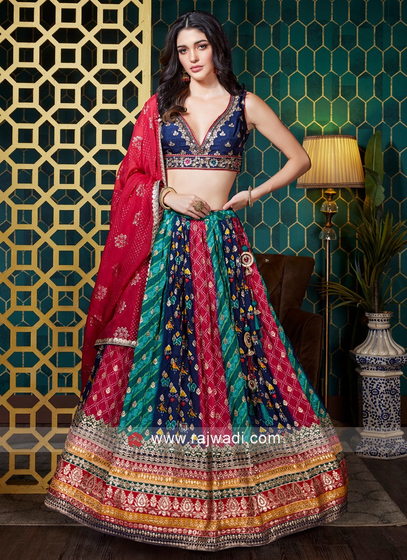 Shop Online Multi Colour Silk Trendy Lehenga Choli : 272057 -