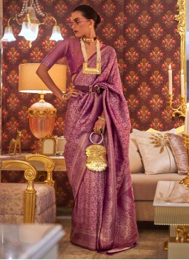 Graceful Purple Classic Weaving Work Saree