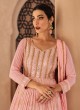 Graceful Pink Zari Embellished Anarkali Salwar Kameez