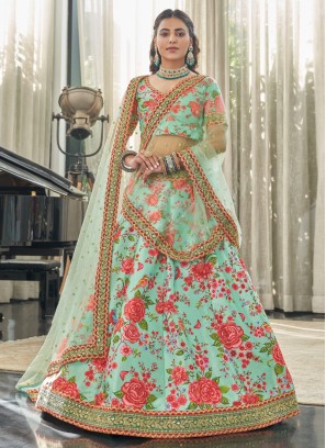 Gorgeous Mint Green Art Silk Lehenga Choli