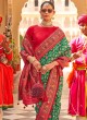 Green and Red Patola Silk Zari Border Classic Saree