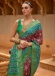 Mesmerizing Wine and Green Patola Silk Saree