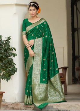 Green Banarasi Silk Festival Traditional Saree