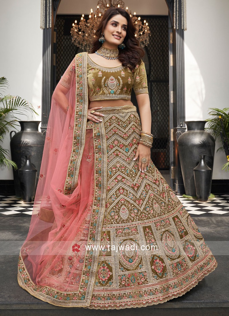 green ceremonial a line lehenga choli 35932