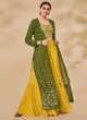 Mehndi Green and Yellow Georgette Palazzo Suit