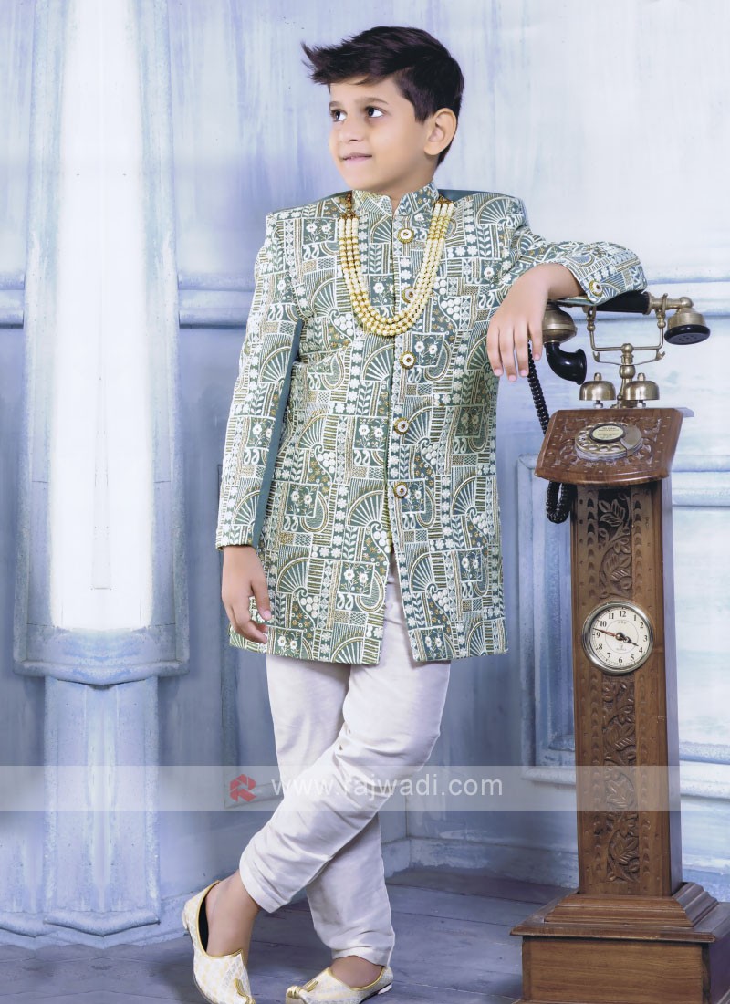 Green Color Indo Western for Boys