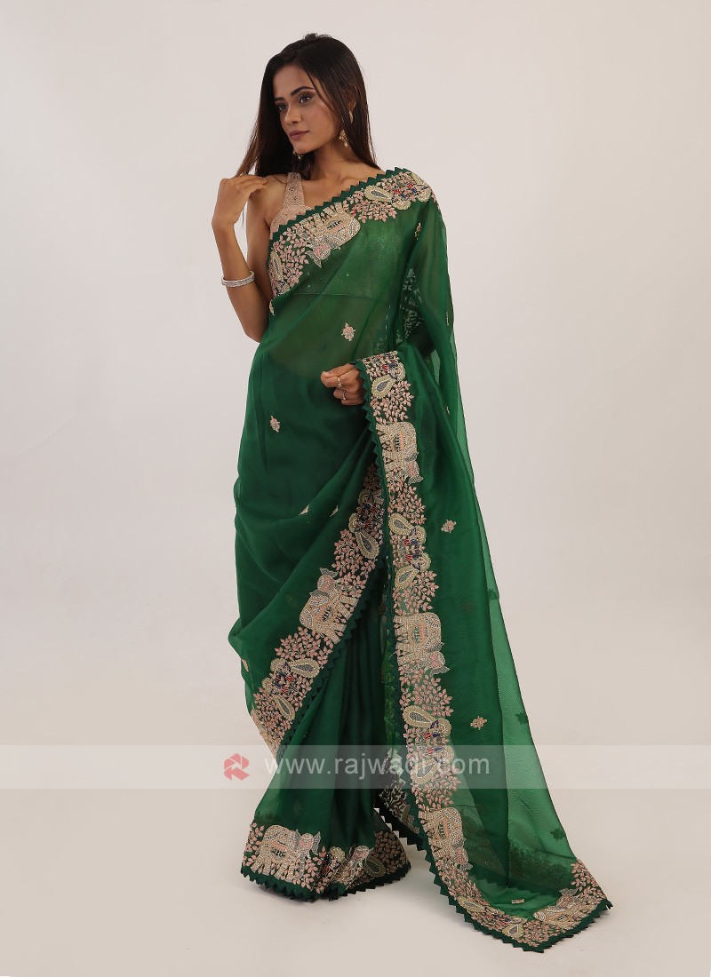 Green Color Net Saree