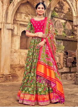 Multi Color Silk Lehenga Choli with Patola Prints