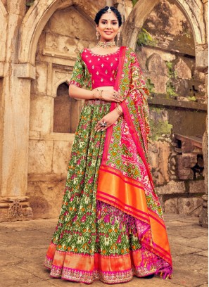 Multi Color Silk Lehenga Choli with Patola Prints