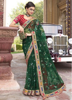 Shimmering Floral Sequins Designer Saree