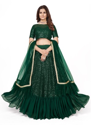 Green Designer Sequins Embroidered Lehenga Choli