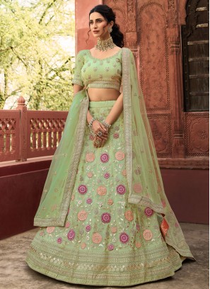 Green Dori Work Organza Lehenga Choli