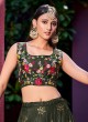 Olive Green Sequins Lehenga Choli with Tie-Dye Jacket