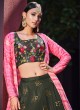 Olive Green Sequins Lehenga Choli with Tie-Dye Jacket