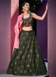 Olive Green Sequins Lehenga Choli with Tie-Dye Jacket