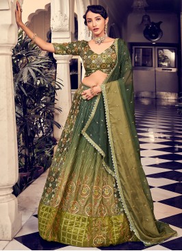 Designer Green Shaded Silk Lehenga Choli