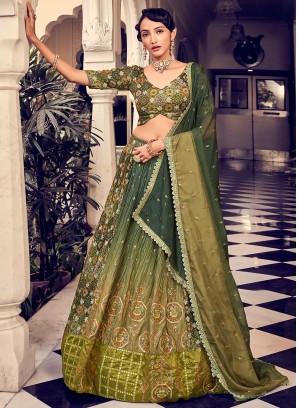 Designer Green Shaded Silk Lehenga Choli