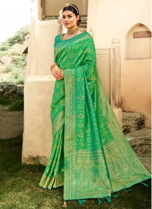 Green Engagement Silk Designer Traditional Saree