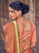 Vibrant Greenish Yellow and Pink Georgette Saree