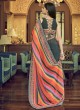 Grey Georgette Traditional Saree With Multi Color Pallu