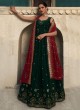 Dark Green Georgette Festive Wear Sequins Gown