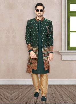 Green Jacket Style Indowestern